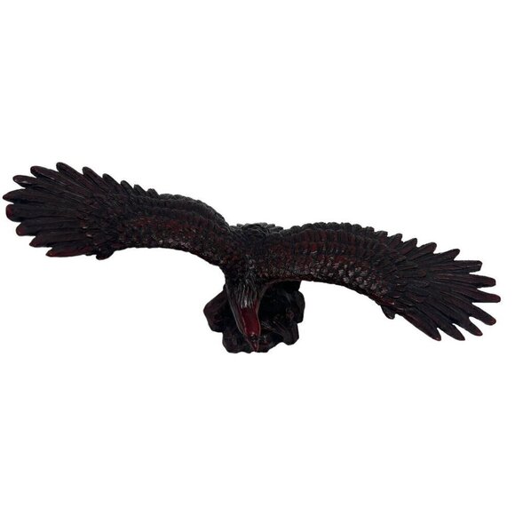 2 Vintage Red Resin Bird Eagle Sculptures Wings Spread - Picture 7 of 11